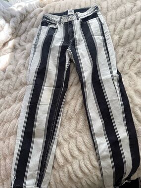 BDG Black and White Striped Mom Jeans